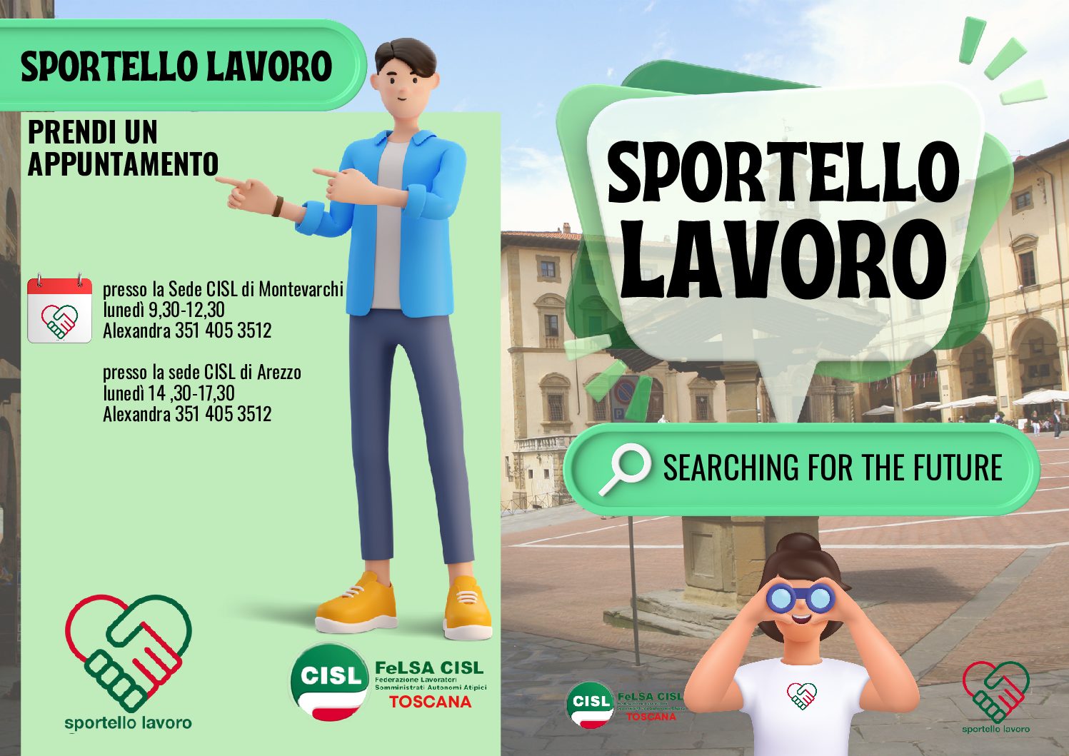 Ad Arezzo e Montevarchi apre lo Sportello Lavoro
